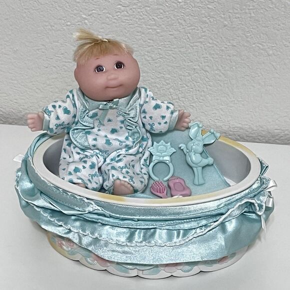Vintage Cabbage Patch Kids Doll Magic Nursery Cradle Carriage Green Set 1998 - Picture 1 of 16